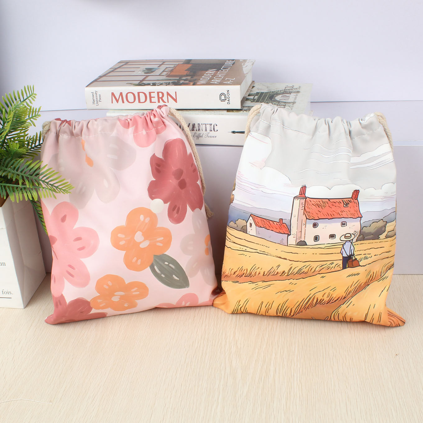 新款可爱布袋旅行抽绳束口收纳袋学生杂物幼儿园收纳袋内衣便携