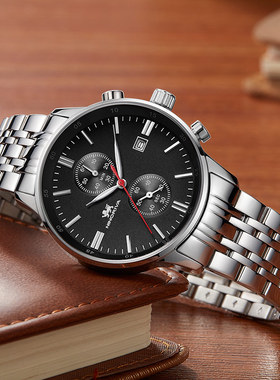 尼诺里拉 睿翼系列多功能运动男士石英手表男表精钢商务 21005