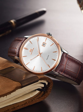 尼诺里拉时尚潮流日历男表商务手表真皮皮带运动表男士 11012