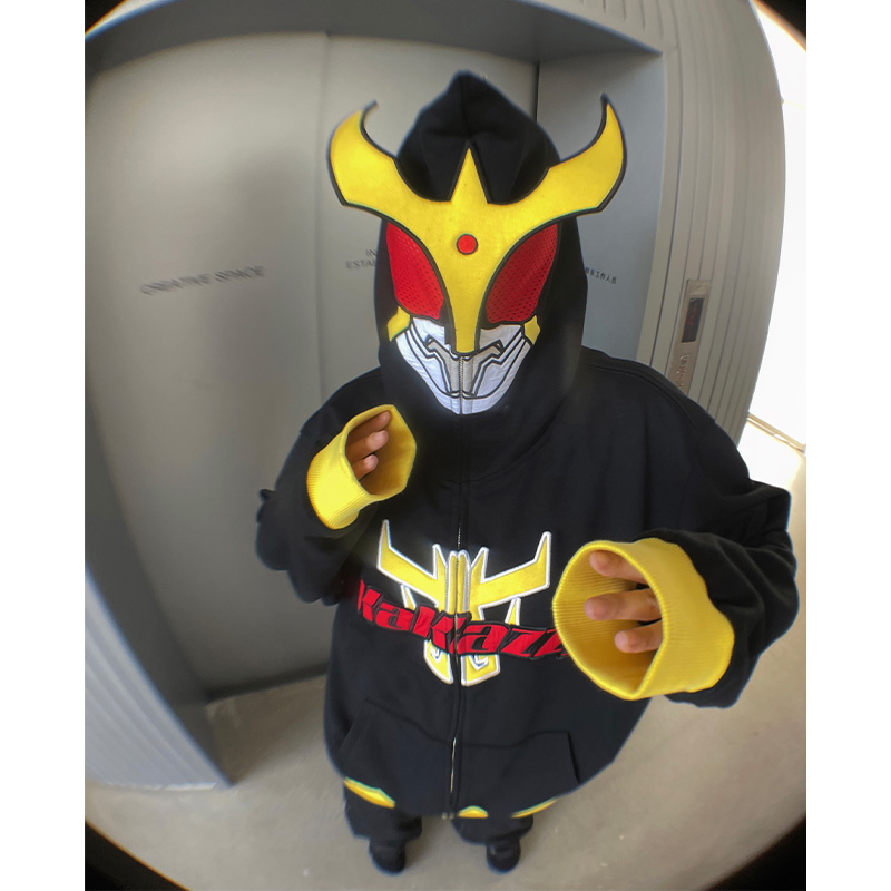 kakazzy卫衣男女秋冬美式重磅连帽卫衣拉链oversize潮牌情侣外套