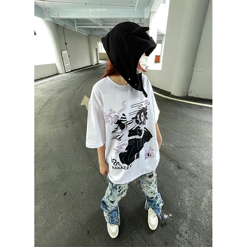 KAKAZZY重磅短袖t恤男女夏季潮牌潮流半袖体恤欧美复古五分袖中袖