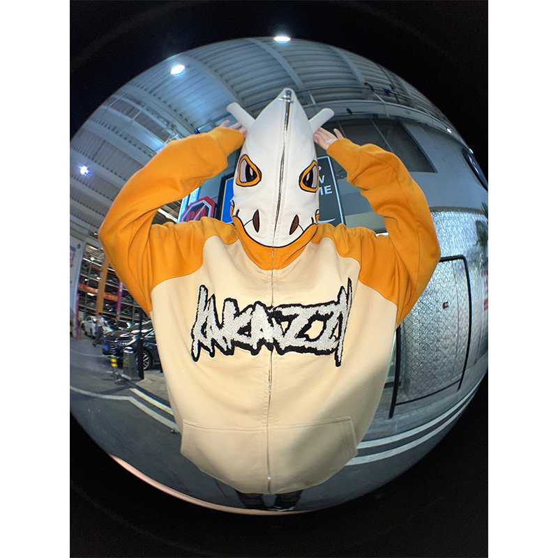 kakazzy美式复古重磅卫衣男潮牌圆领长袖t恤春季青少年嘻哈上衣