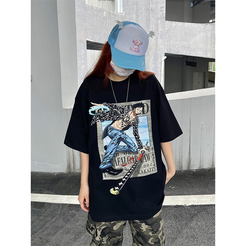 kakazzy短袖t恤男士夏季潮流潮牌印花日系纯棉宽松半袖夏装衣服