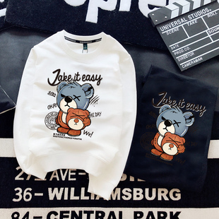 SRCHAOZS纯棉卫衣青少年长袖卫衣男宽松初高中学生圆领打底衫