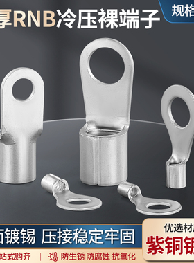 国标加厚RNB冷压端子1.25-3/4接线端子紫铜圆形O型线鼻子OT铜鼻子