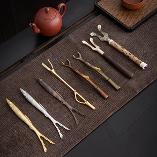 金属手工壶叉子铁壶专用银壶盖叉合金壶夹防烫夹子功夫茶具配件