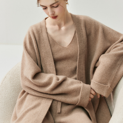 羊绒开衫女百搭V领无扣无拉链