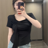 正肩短袖 300斤大码 新款 胖mm不规则设计感小众别致上衣夏季 T恤 女装