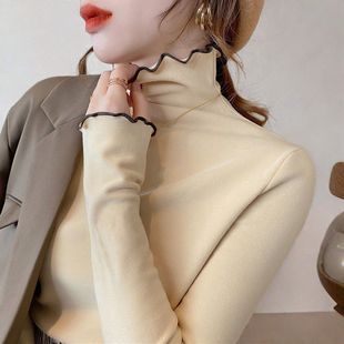 木耳边内搭长袖 300斤德绒半高领打底衫 上衣秋冬洋气2 女装 胖mm大码