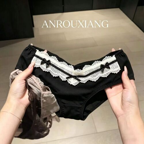 性感纯欲风内裤女纯棉抗菌女生新款2025中低腰蕾丝边透气三角裤头