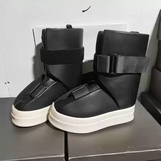 Black High-Top Trendy Shoes for Men and Women, Korean Style Fashion Boots, Punk High-Top Platform Thick-Soled Height-Increasing Boots