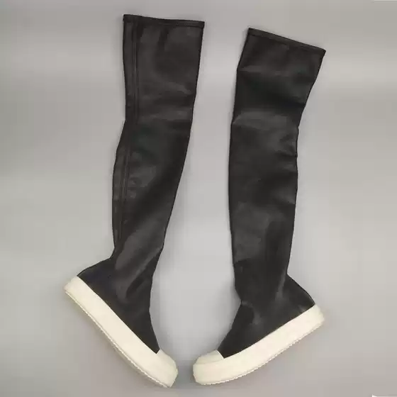 Ro Over-The-Knee Elastic Boots New European and American Thick-Soled Goddess Boots Genuine Cowhide Knight Handsome High-Top Trbottom