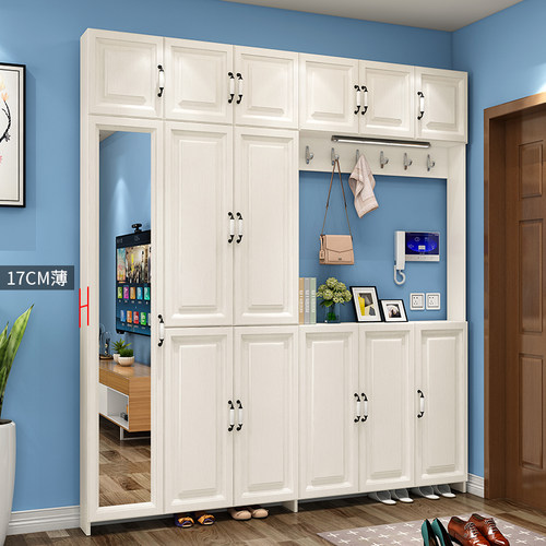 超薄17cm鞋柜玄关柜窄门厅衣帽柜