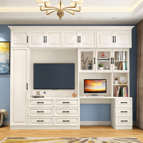 北欧式衣柜电视柜一体电脑桌书桌