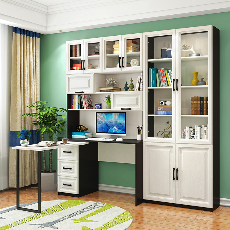 书房旋转转角电脑桌组合书柜书桌书架写字台式办公儿童学习桌家用