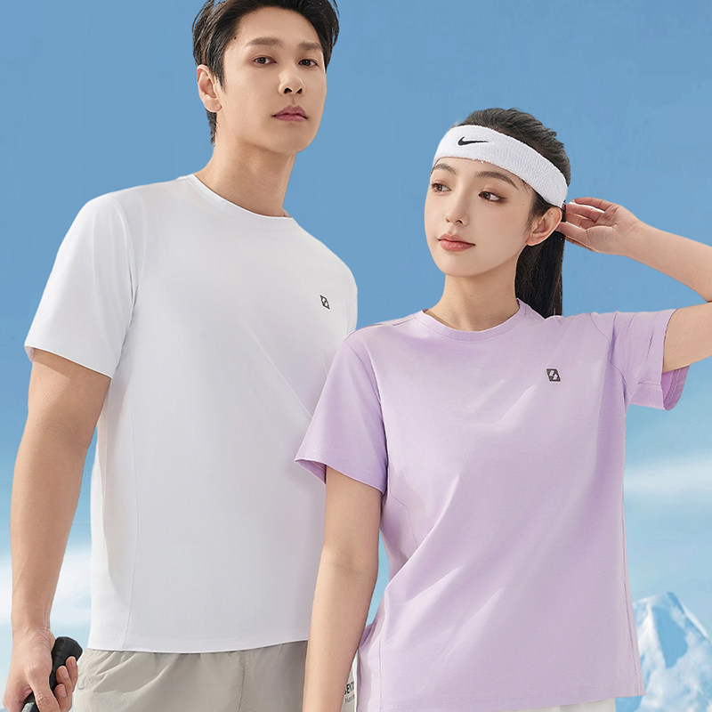 中性圆领短袖T恤男女同款宽松速干网眼透气吸湿排汗运动上衣夏季
