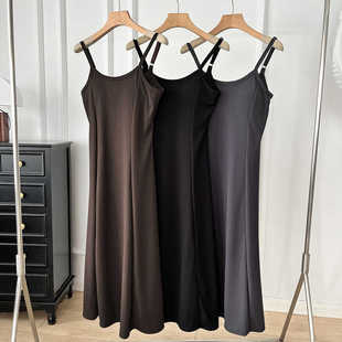 气质收腰显瘦性感打底连衣裙外搭 纯色带胸垫吊带裙女韩版 夏季 新款