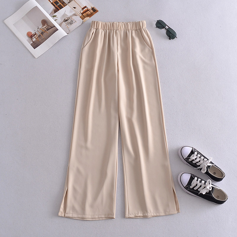 处理清仓捡漏糖果色松紧腰侧边开叉休闲裤减龄显瘦高腰直筒裤