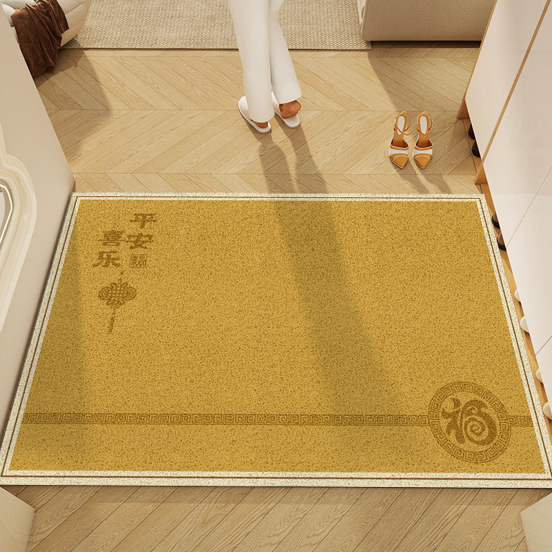 中式金黄色入户门地垫办公室招财进宝地毯黄色福字脚垫可裁剪家用,居家布艺,入户地垫,淘宝优惠券,粉丝福利购,淘宝优惠卷