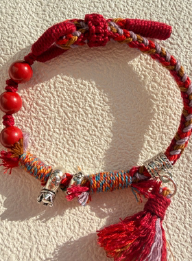 藏式纯手工编织手绳手工制品有烧结痕迹介意者慎拍节日礼物新年礼