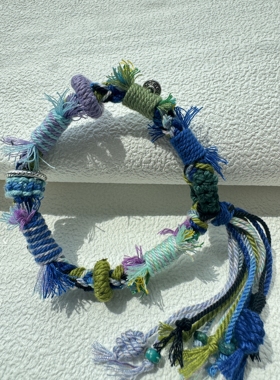 藏式手绳手工编织手绳手搓棉手链成品手工编织藏风节日礼物