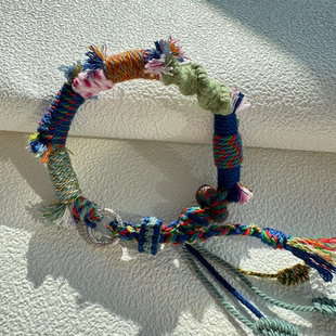 diy藏式手搓棉线银饰纯手工编织手绳手工制品节日礼物一物一拍