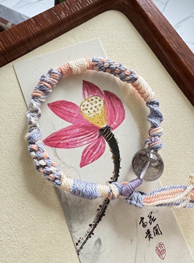 藏式手绳手链粗线手工编织文玩饰品水晶手串原创一物一拍