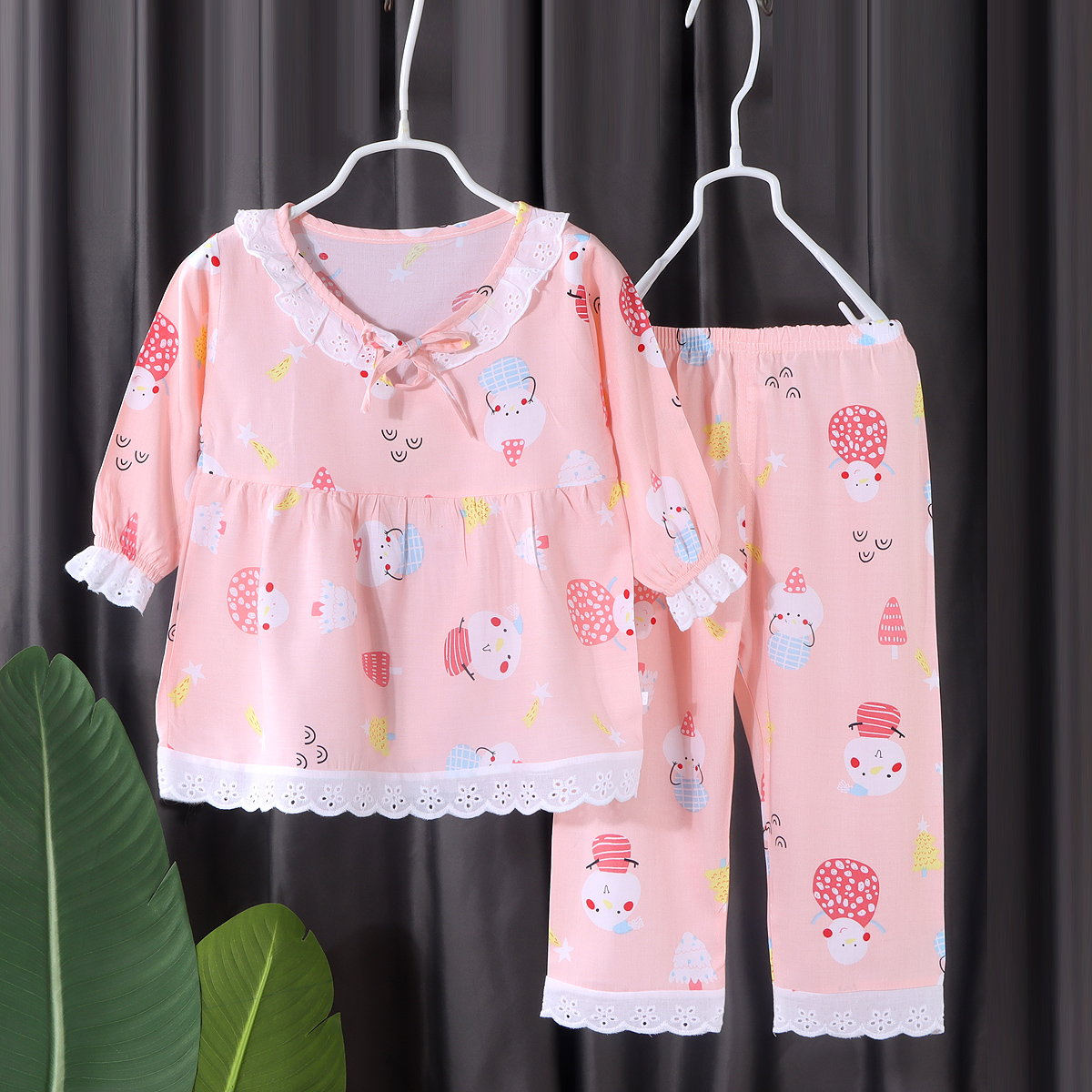 新款睡衣夏季宝宝绵绸家居服套装