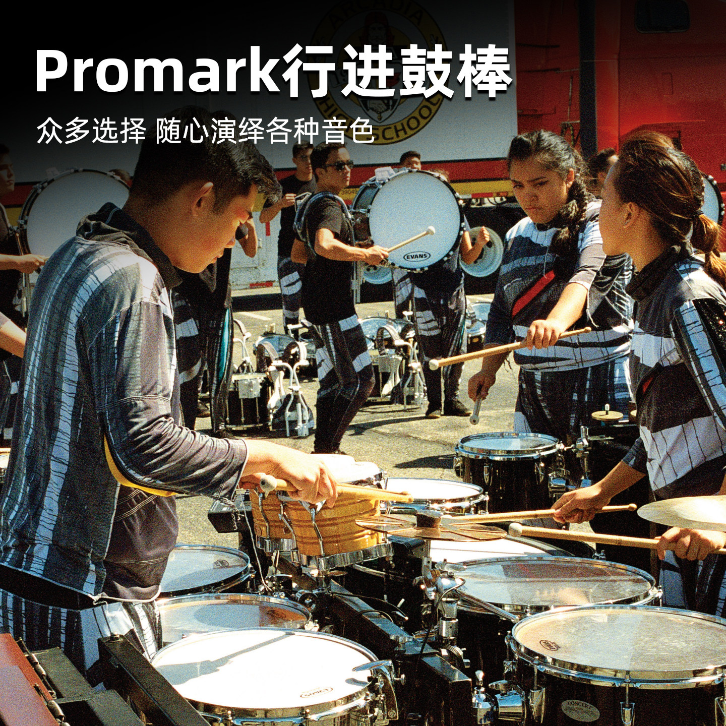 达达里奥promark行进鼓小军鼓鼓棒 TXDC行进多音鼓鼓棒TS行进鼓皮