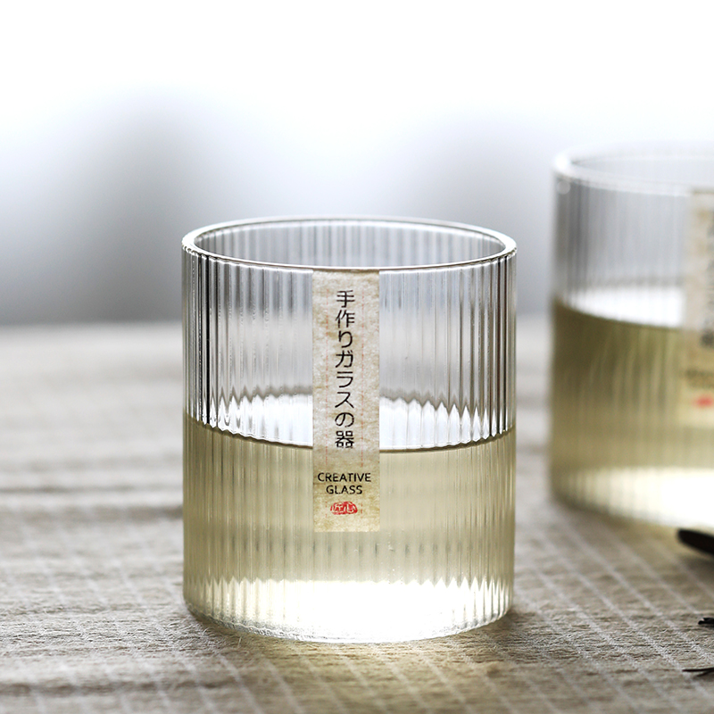 日式筋纹杯轻奢高颜值ins风玻璃