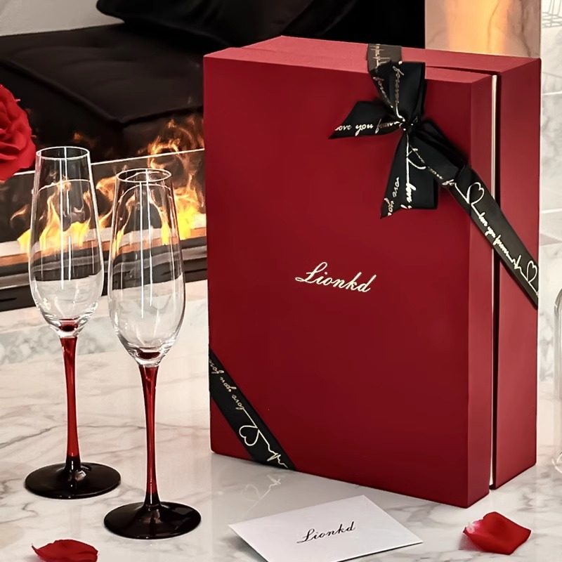 高档送礼香槟杯水晶玻璃杯闺蜜轻奢情侣酒杯套装礼盒结婚礼