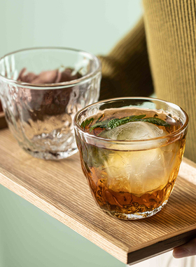 青梅果酒杯子玻璃日式本茶清酒气泡酒杯ins风威士忌洋酒北欧锤纹