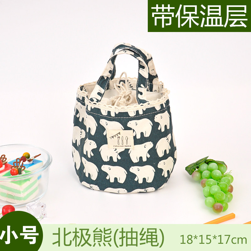 饭盒袋手提袋便当袋小带饭包保温袋圆形大号手提饭盒包便当包防水