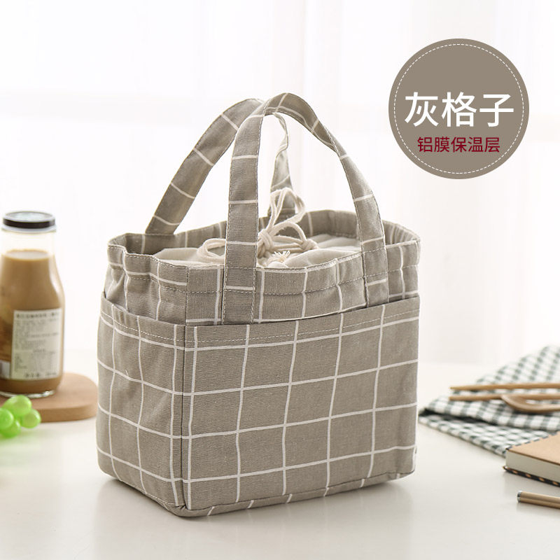 饭盒袋手提袋便当袋小带饭包保温袋圆形大号手提饭盒包便当包防水