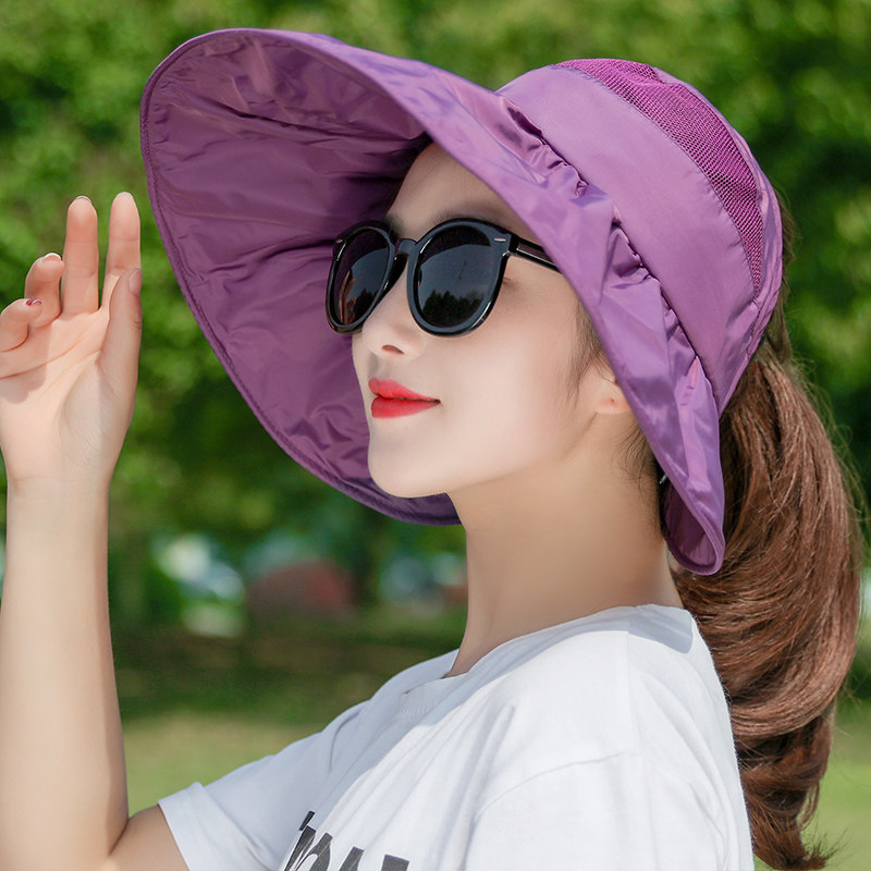 防晒帽百搭大沿防紫外线可折叠遮阳帽子女户外遮脸空顶夏季太阳帽|ruв категории Аксессуары, шляпа - от Buy2taobao.com для оказания профессиональной услуги покупки агента Taobao