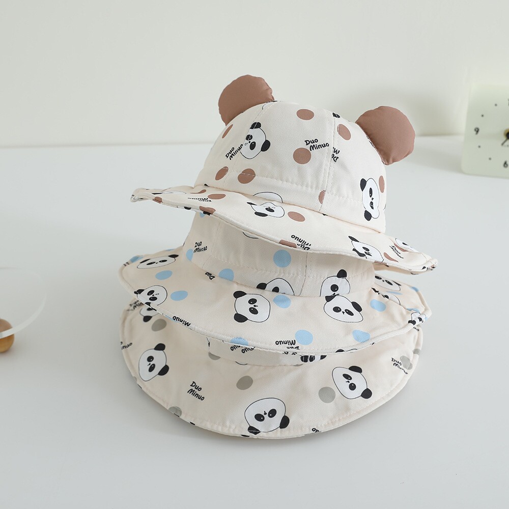 婴儿防晒帽子春秋大檐宝宝遮阳帽超萌可爱薄款透气男童太阳渔夫帽