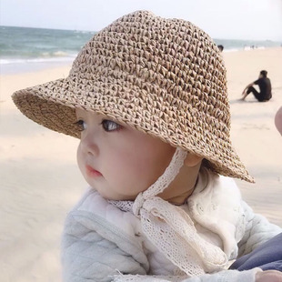 儿童草帽夏季 女宝宝沙滩帽女童遮阳防晒夏天婴儿遮阳帽子公主洋气