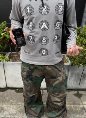 Aew 秋冬基础“Enter Password”创意印花街头重磅宽松打底长袖