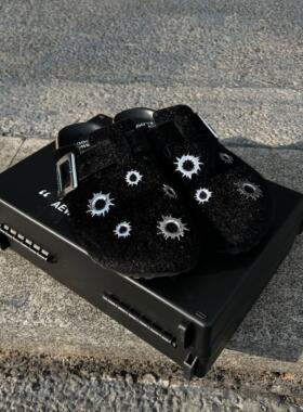 Aew 进口马毛立体弹孔勃肯鞋时尚街头休闲百搭通勤男女包头拖鞋