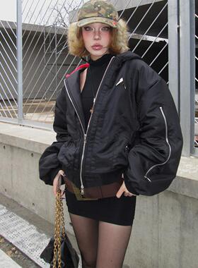 Aew 秋冬重磅Bomber 连帽百搭街头男女MA1棉服保暖飞行夹克外套