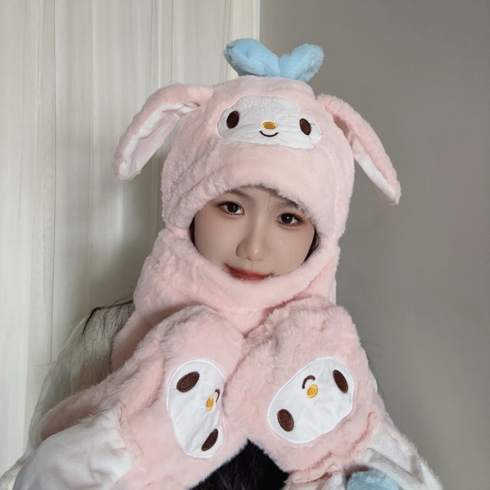 秋冬加厚保暖会动儿童帽子围巾