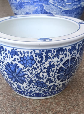 景德镇青花瓷碳炉睡莲荷花鱼缸