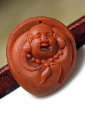 大凉山天然南红玛瑙吊坠佛 开运礼物磨砂面