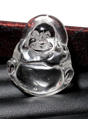 天然收藏级巴西白水晶弥勒佛吊坠大肚笑佛项链男女礼物双面雕刻