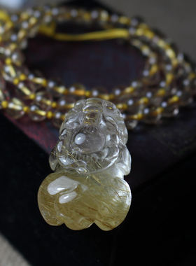 天然水晶原石金发晶钛晶发晶貔貅吊坠项链挂件男女情侣吉祥物礼物