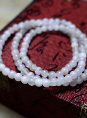 天然蓝月光多圈手链女白月光石三圈水晶手串温柔百搭饰品礼物