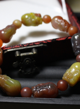 天然盐源玛瑙貔貅手链 转运吉祥 油亮 糖果色情人节礼物男女