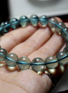 天然绿色萤石手链圆珠手串情绪稳定寓意礼物女饰品 小清新 通透