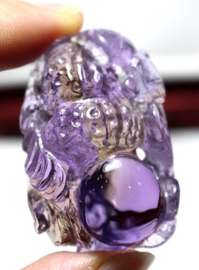 天然紫黄晶有求必应发财助孕落地生根挂件吊坠礼物求子吉祥如意