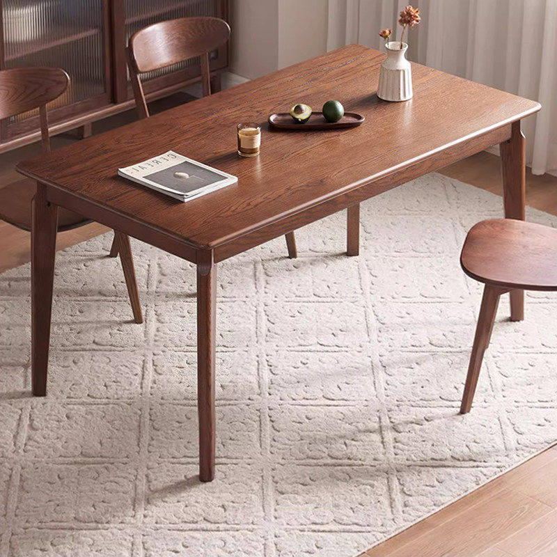 北欧实木餐桌椅组合橡木黑胡桃色现代简约餐厅原木长方形吃饭桌子